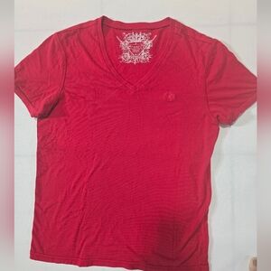 Express Cotton V Neckline Small Lion Red  Men's T-shirt. Size S.
